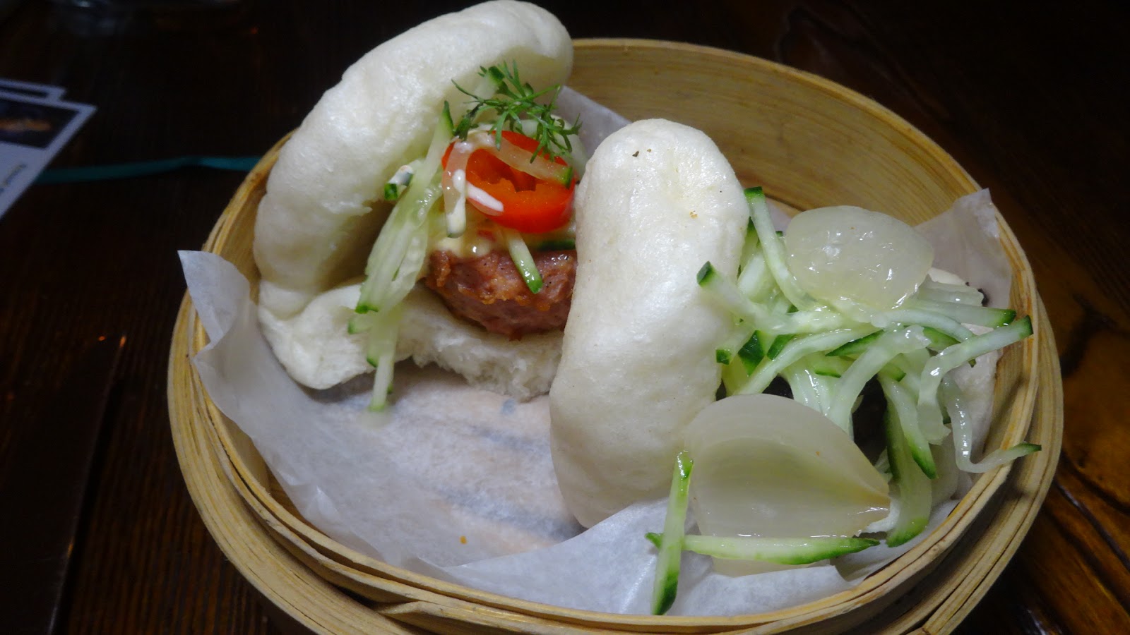 Harbinger Coffee signature dishes Steamed Buns, Bun Cha, Yuzu Custard.